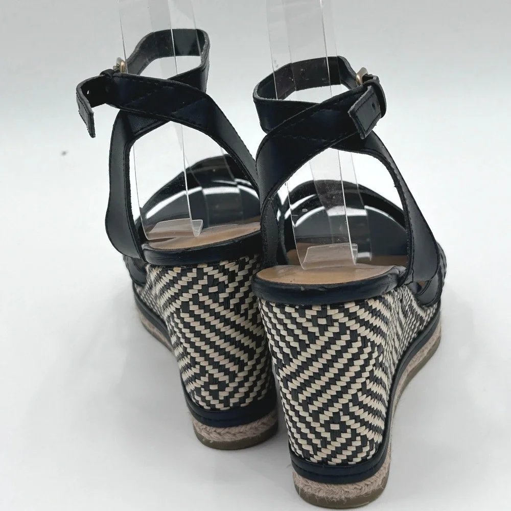 G.H. Bass Reece Ankle Strap Platform Wedge Espadrille Coastal Chic Euro Summer